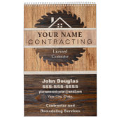 Rustic Wood Tone Contractor Logo Kalender (Hoes)