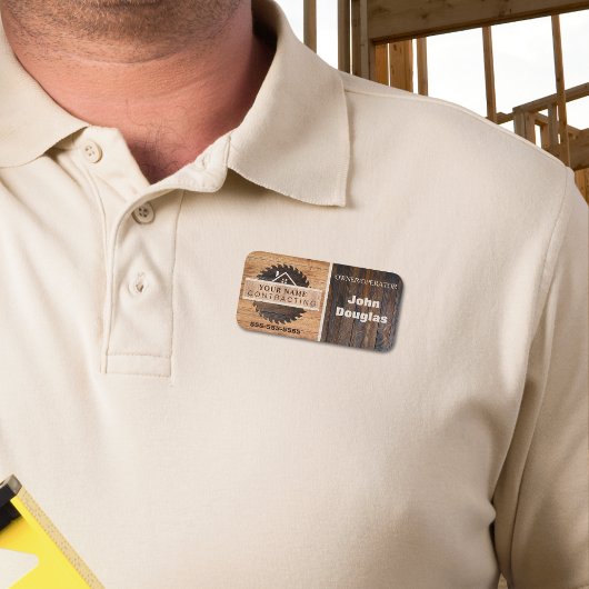 Rustic Wood Tone Contractor Logo Naamplaatje