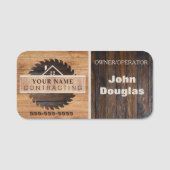 Rustic Wood Tone Contractor Logo Naamplaatje (Voorkant)
