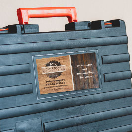 Rustic Wood Tone Contractor Logo Rechthoekige Sticker