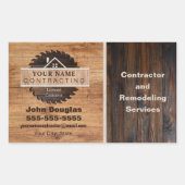 Rustic Wood Tone Contractor Logo Rechthoekige Sticker (Voorkant)