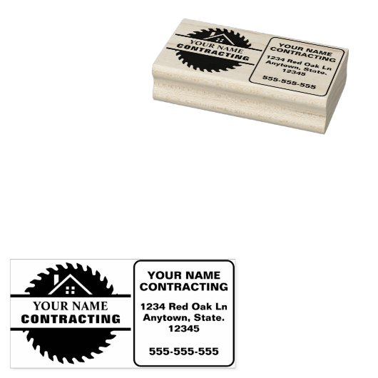 Rustic Wood Tone Contractor Logo Rubberstempel (Gestempeld)