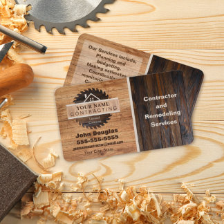 Rustic Wood Tone Contractor Logo Visitekaartje