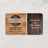 Rustic Wood Tone Contractor Logo Visitekaartje (Voorkant)
