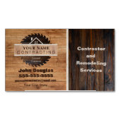 Rustic Wood Tone Contractor Logo Visitekaartje Mag Magnetisch Visitekaartje (Voorkant)