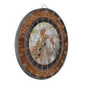 Rustic Wood Tone Familienaam Foto Dart Board Dartbord (Voorkant Links)