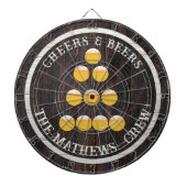 Rustic Wood Tone Grain Cheers in Beers drink Dartbord (Voorkant)