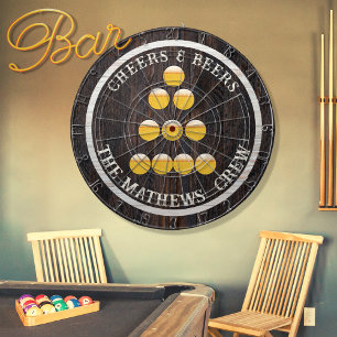 Rustic Wood Tone Grain Cheers in Beers drink Dartbord