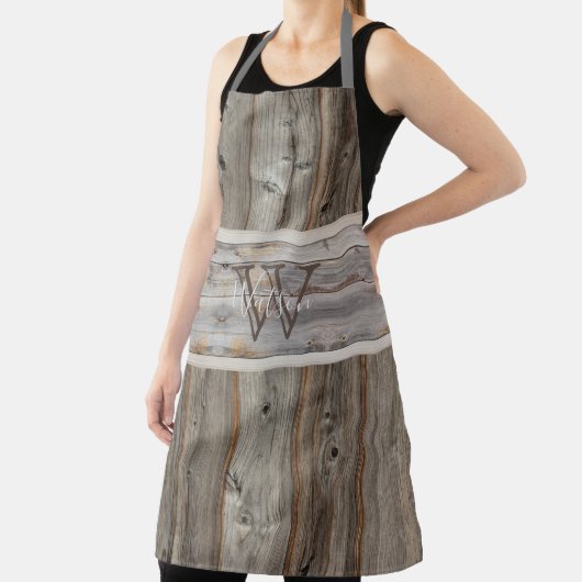 Rustic Wood Tone Grey Monogram Stripe Horizontale Schort (Insitu)