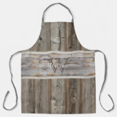 Rustic Wood Tone Grey Monogram Stripe Horizontale Schort (Voorkant)