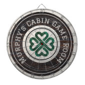 Rustic Wood Tone Irish Celtic 4 Leaf Clover Dartbord (Voorkant)