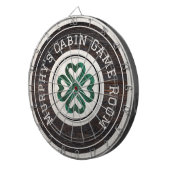 Rustic Wood Tone Irish Celtic 4 Leaf Clover Dartbord (Voorkant Rechts)