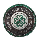 Rustic Wood Tone Irish Celtic 4 Leaf Clover Dartbord (Voorkant)
