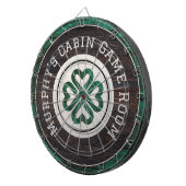Rustic Wood Tone Irish Celtic 4 Leaf Clover Dartbord (Voorkant Rechts)