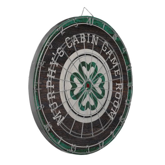 Rustic Wood Tone Irish Celtic 4 Leaf Clover Dartbord (Voorkant Links)