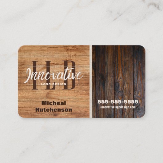 Rustic Wood Tone Logo Visitekaartje (Voorkant)