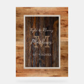 Rustic Wood Tone Monogram Acryl Bord (Voorkant)