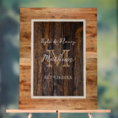 Rustic Wood Tone Monogram Acryl Bord (Neutraal)