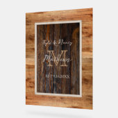 Rustic Wood Tone Monogram Acryl Bord (Hoek)