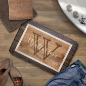 Rustic Wood Tone Monogram Badmat