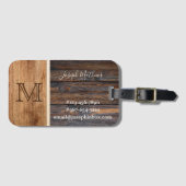 Rustic Wood Tone Monogram Bagagelabel (Voorkant (horizontaal))