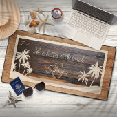 Rustic Wood Tone Monogram Beach Bureaumat