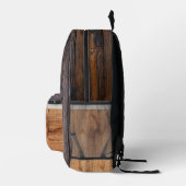 Rustic Wood Tone Monogram Bedrukte Rugzak (Rechts)