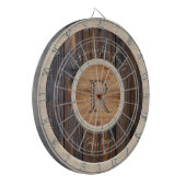 Rustic Wood Tone Monogram Brown en Tan Dartbord (Voorkant Links)