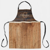 Rustic Wood Tone Monogram Brown en Tan Schort (Voorkant)
