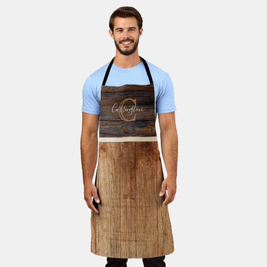 Rustic Wood Tone Monogram Brown en Tan Schort (Gedragen)