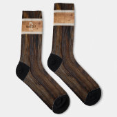Rustic Wood Tone Monogram Brown en Tan Sokken (Rechts)