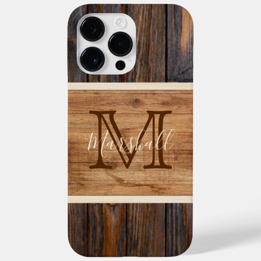 Rustic Wood Tone Monogram Case-Mate iPhone Case (Achterkant)