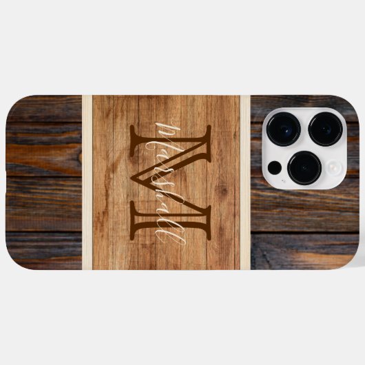Rustic Wood Tone Monogram Case-Mate iPhone Case (Achterkant (horizontaal))