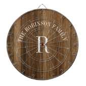 Rustic Wood Tone Monogram Dartbord (Voorkant)