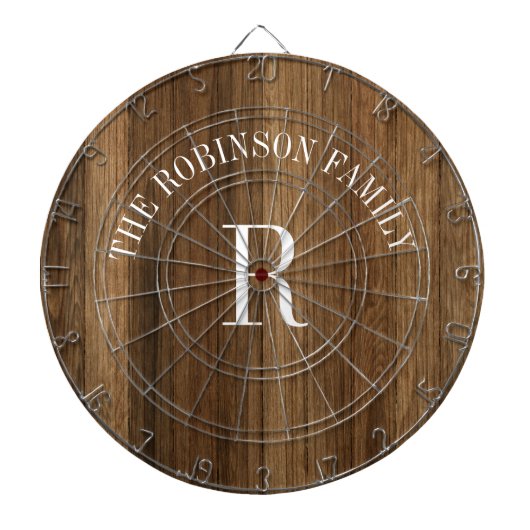 Rustic Wood Tone Monogram Dartbord (Voorkant)