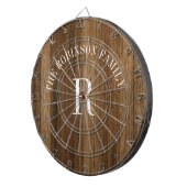 Rustic Wood Tone Monogram Dartbord (Voorkant Rechts)