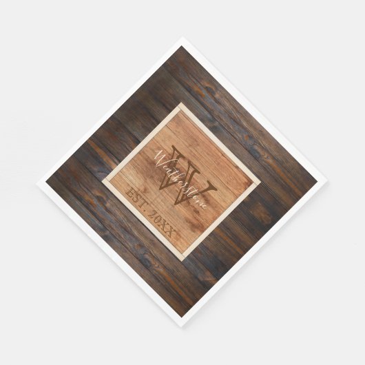 Rustic Wood Tone Monogram Luncheon Servet (Hoek)