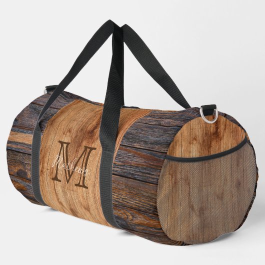 Rustic Wood Tone Monogram Plunjezak (Rechterhoek)