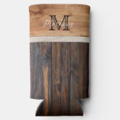 Rustic Wood Tone Monogram Seltzer Koelbox Blikjeskoeler (Achterkant)
