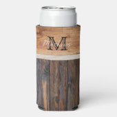 Rustic Wood Tone Monogram Seltzer Koelbox Seltzer Blikjeskoeler (Seltzer Achterkant)