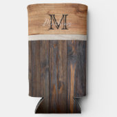 Rustic Wood Tone Monogram Seltzer Koelbox Seltzer Blikjeskoeler (Voorkant)