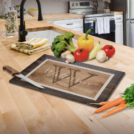 Rustic Wood Tone Monogram Snijplank