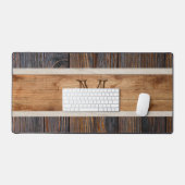 Rustic Wood Tone Monogram Stripe Bureaumat (Keyboard & Muis)