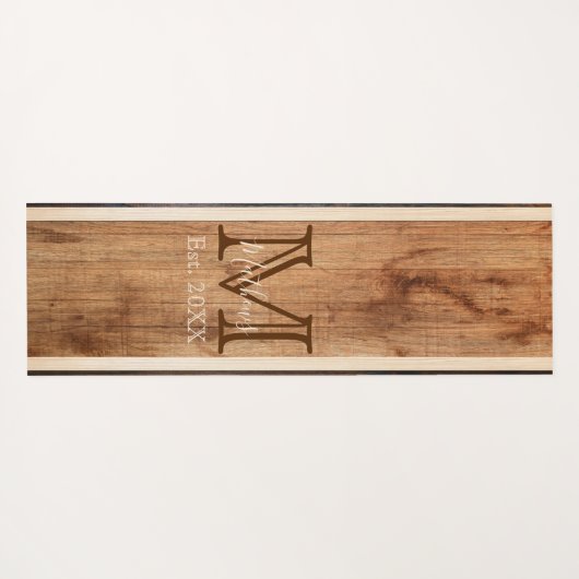 Rustic Wood Tone Monogram Stripe Yogamat (Achterkant (horizontaal))