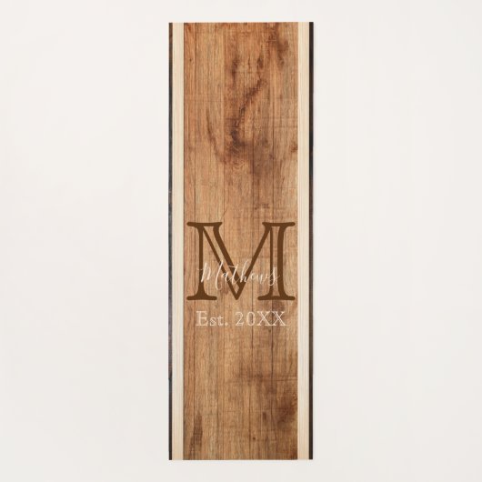 Rustic Wood Tone Monogram Stripe Yogamat (Achterkant)