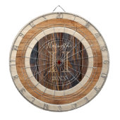Rustic Wood Tone Monogram Tan Brown Dart Board Dartbord (Voorkant)