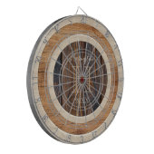 Rustic Wood Tone Monogram Tan Brown Dart Board Dartbord (Voorkant Links)