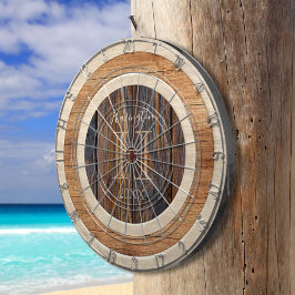 Rustic Wood Tone Monogram Tan Brown Dart Board Dartbord