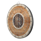 Rustic Wood Tone Monogram Tan en Brown Dart Board Dartbord (Voorkant Rechts)
