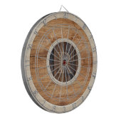 Rustic Wood Tone Monogram Tan en Brown Dart Board Dartbord (Voorkant Links)